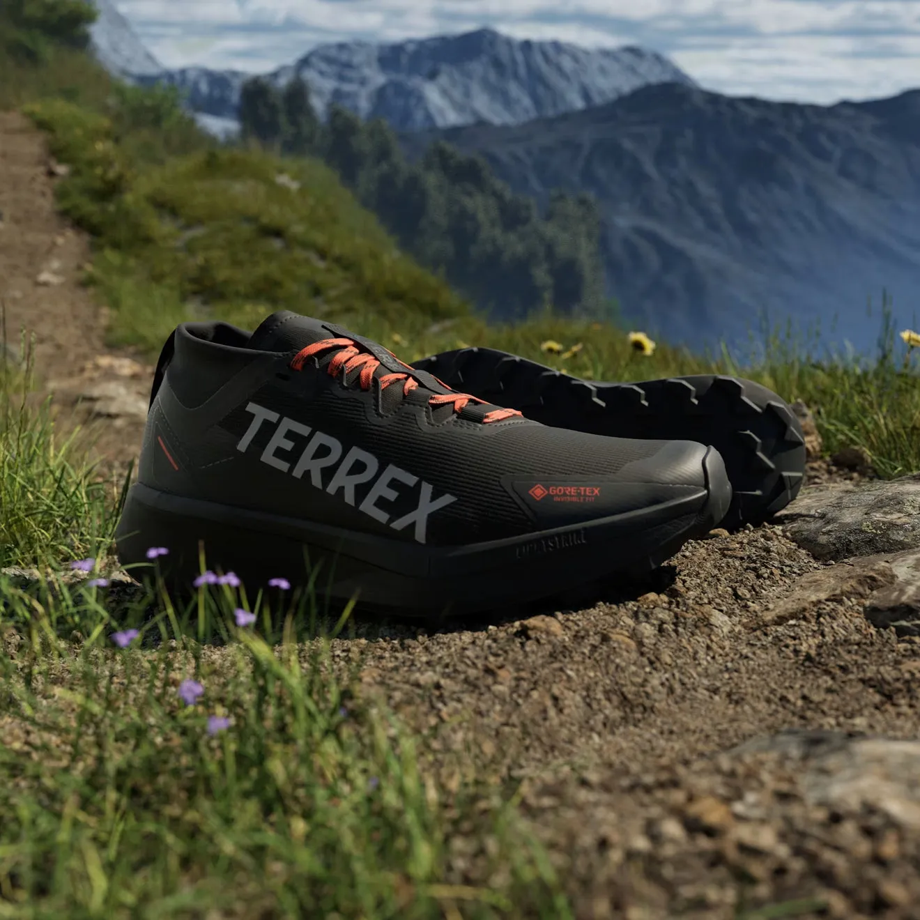 Adidas Terrex Agravic GTX Chaussure de Trail Noir Fondamental / Gris / Orange Semi Impact