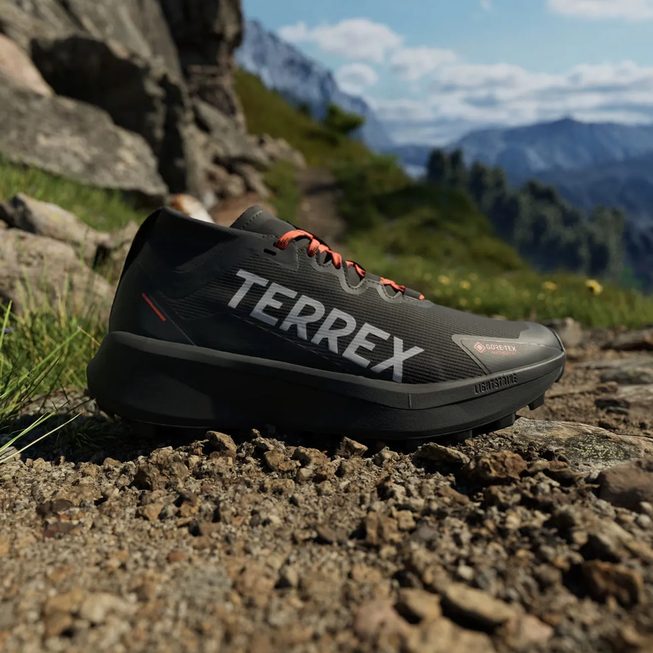 Adidas Terrex Agravic GTX Chaussure de Trail Noir Fondamental / Gris / Orange Semi Impact