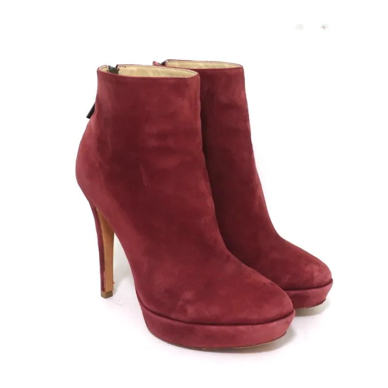 Bottes cheville plateforme Alexandre Birman en daim rouge taille 7 à talon haut