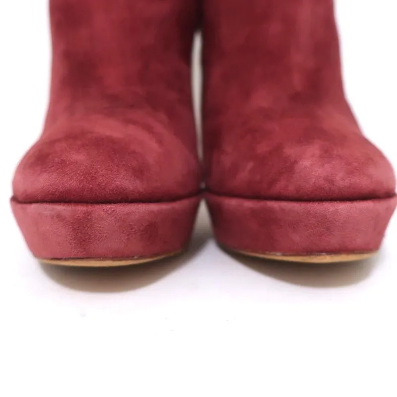 Bottes cheville plateforme Alexandre Birman en daim rouge taille 7 à talon haut
