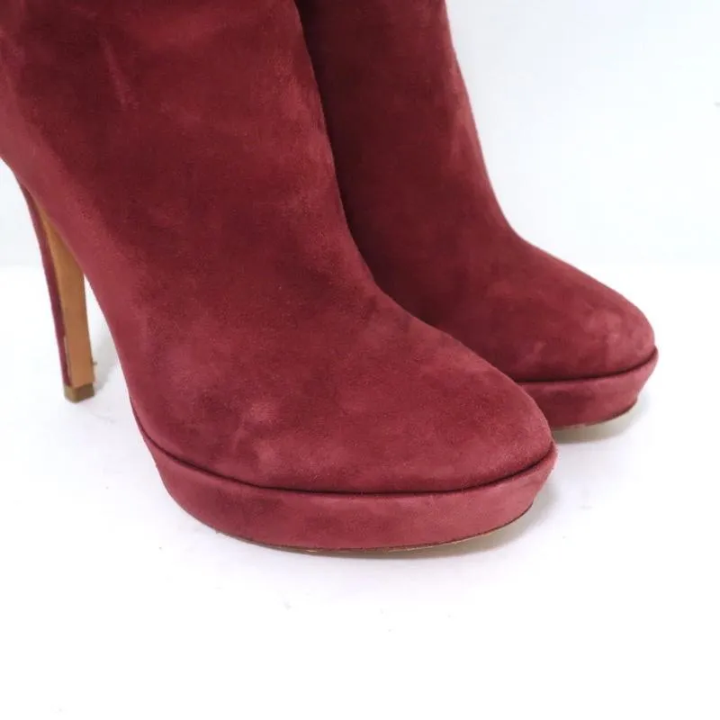 Bottes cheville plateforme Alexandre Birman en daim rouge taille 7 à talon haut