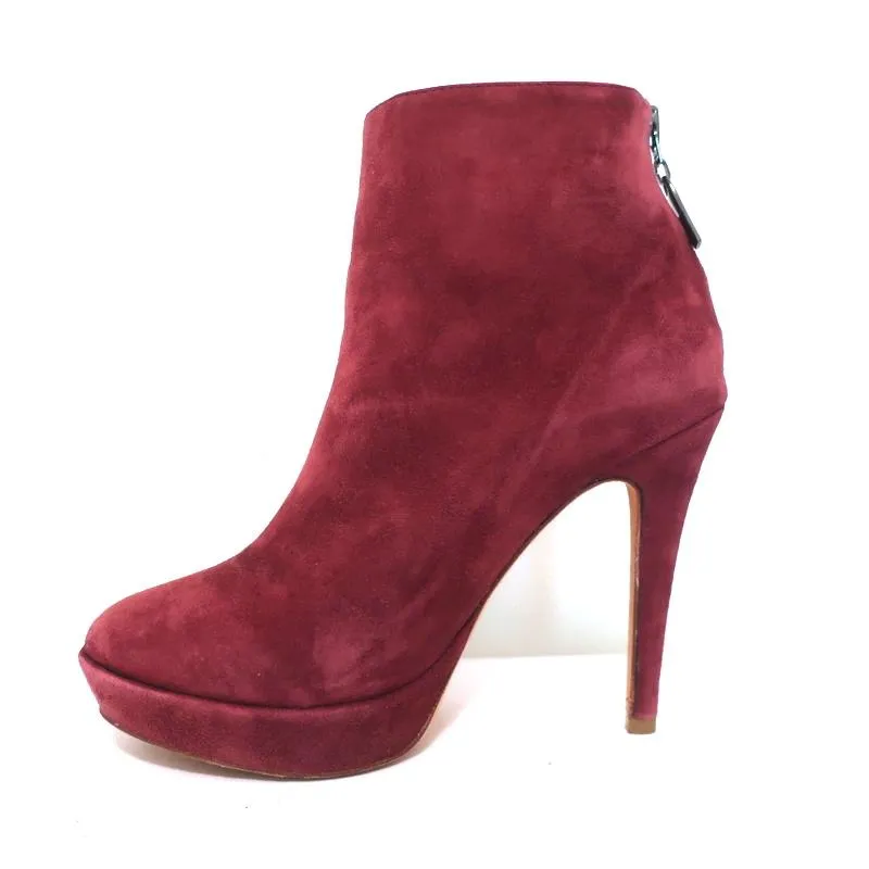 Bottes cheville plateforme Alexandre Birman en daim rouge taille 7 à talon haut