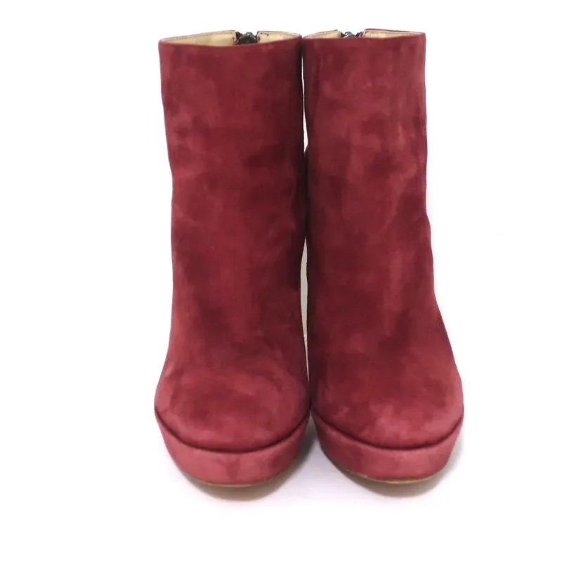 Bottes cheville plateforme Alexandre Birman en daim rouge taille 7 à talon haut