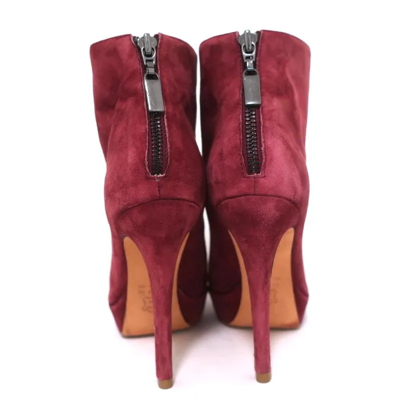 Bottes cheville plateforme Alexandre Birman en daim rouge taille 7 à talon haut