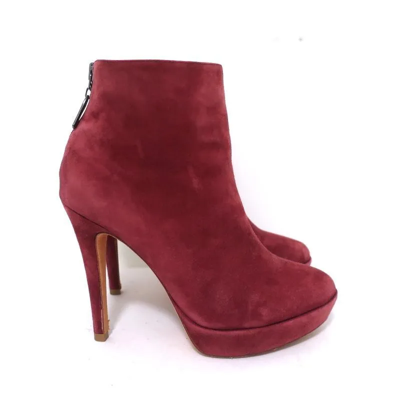 Bottes cheville plateforme Alexandre Birman en daim rouge taille 7 à talon haut