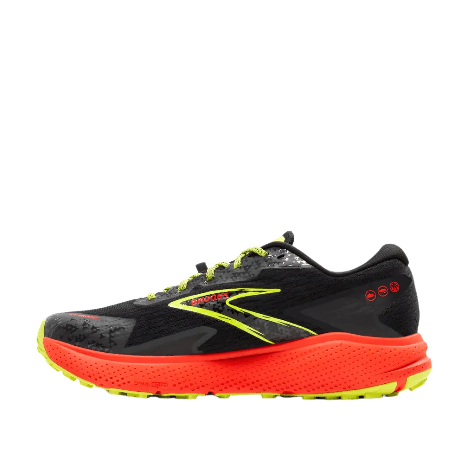 Chaussure de trail Brooks Men's Divide 5 GTX en Noir/Cerise/Citron vert