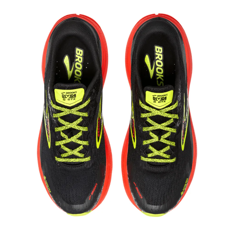 Chaussure de trail Brooks Men's Divide 5 GTX en Noir/Cerise/Citron vert