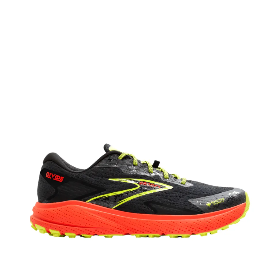 Chaussure de trail Brooks Men's Divide 5 GTX en Noir/Cerise/Citron vert