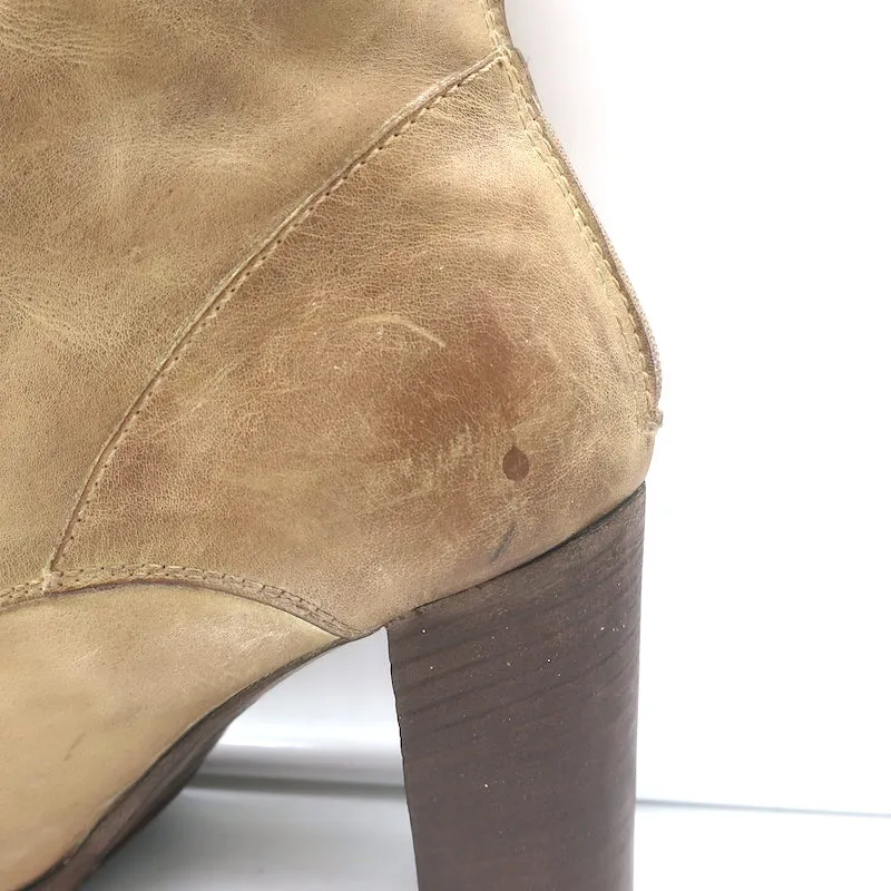 Brunello Cucinelli Bottines à Talons Hauts à Lacets en Cuir Taupe Taille 40