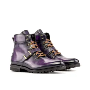Dapperfam Shoes DapperFam Everest in Purple Men's Hand-Painted Patina Hiking Boot
