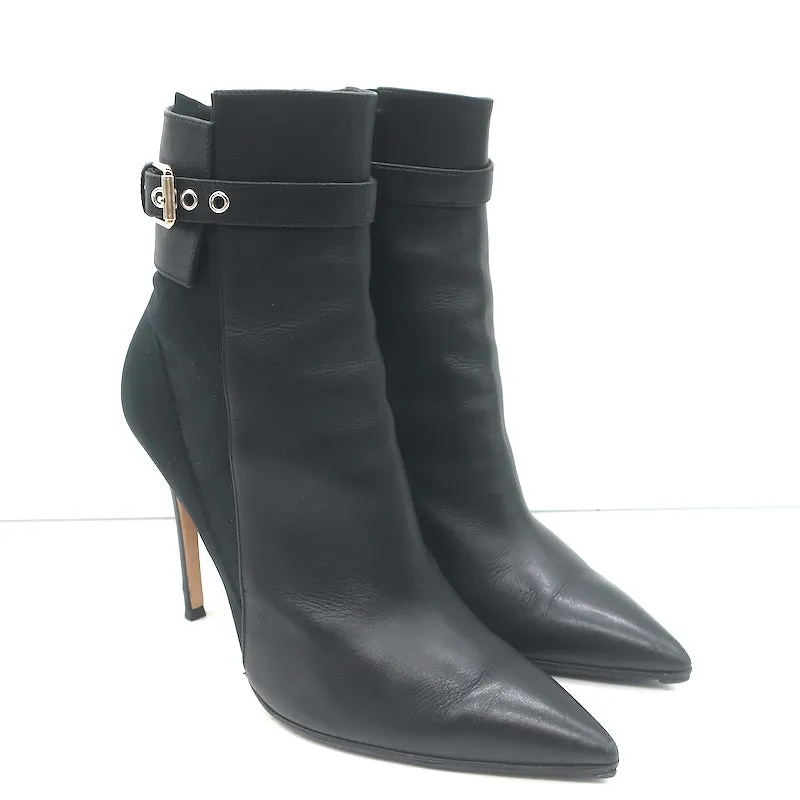 Bottes cheville à boucle Gianvito Rossi en cuir noir et mesh taille 38.5
