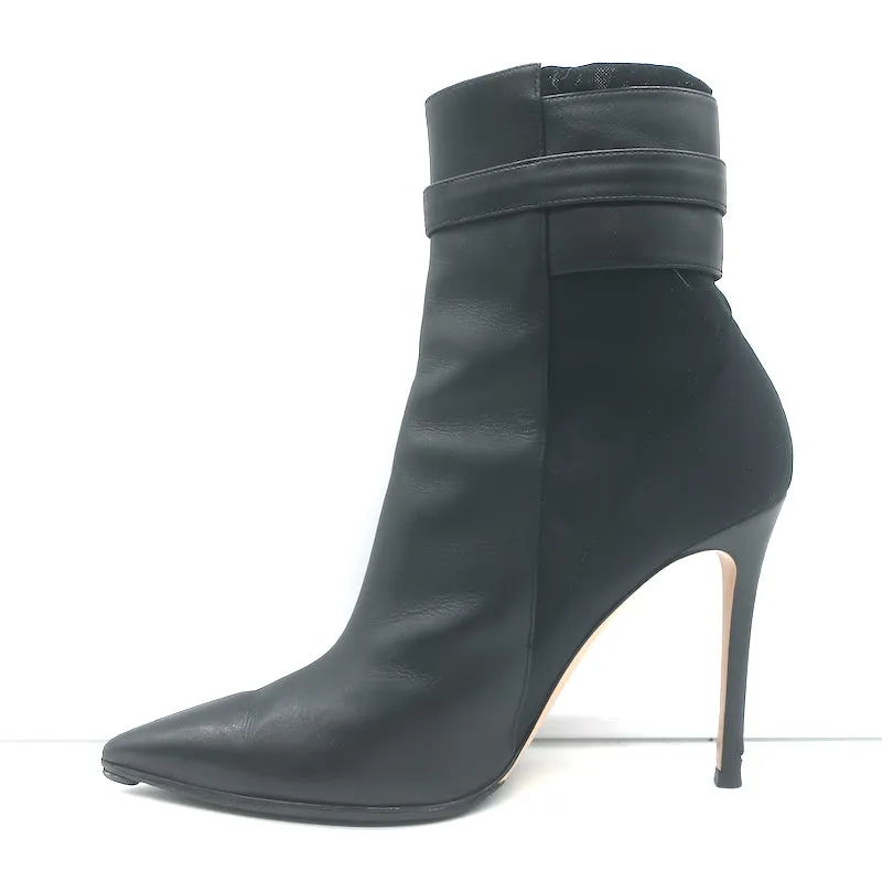 Bottes cheville à boucle Gianvito Rossi en cuir noir et mesh taille 38.5
