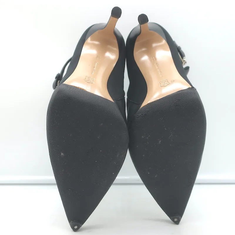 Bottes cheville à boucle Gianvito Rossi en cuir noir et mesh taille 38.5