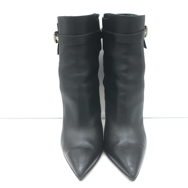 Bottes cheville à boucle Gianvito Rossi en cuir noir et mesh taille 38.5