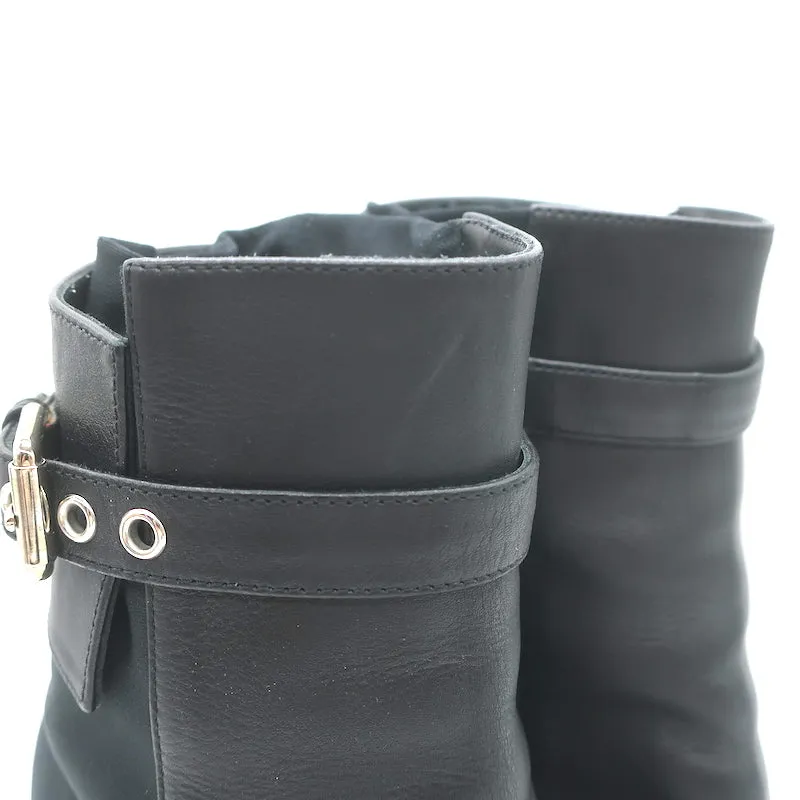 Bottes cheville à boucle Gianvito Rossi en cuir noir et mesh taille 38.5