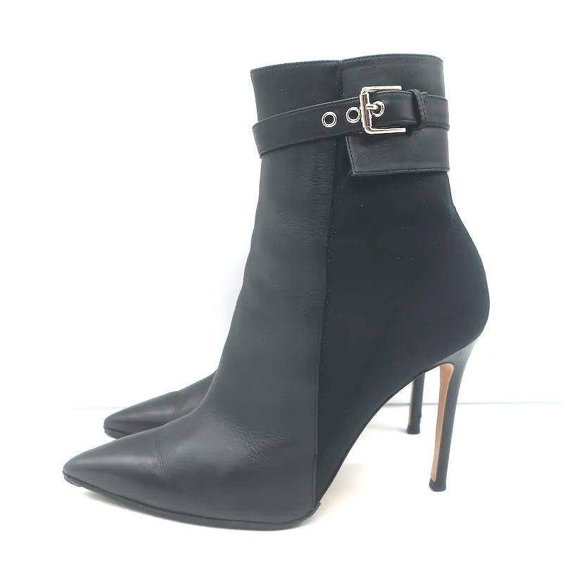 Bottes cheville à boucle Gianvito Rossi en cuir noir et mesh taille 38.5