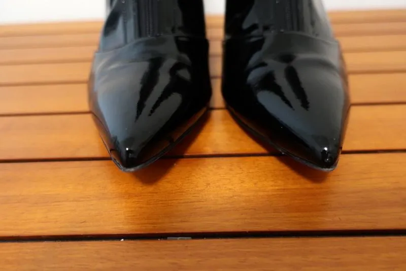 Bottes Gianvito Rossi à zip avant 55 en vinyle noir taille 36.5 à petit talon