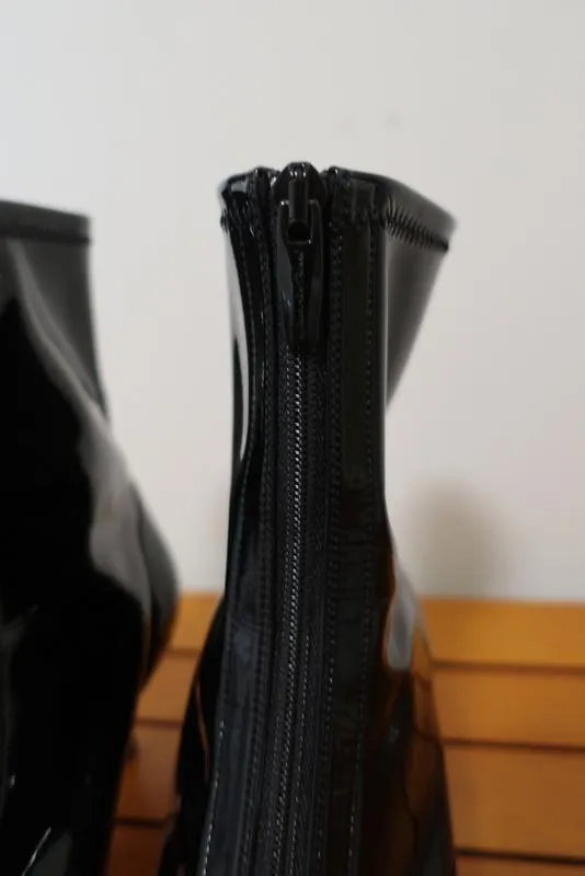 Bottes Gianvito Rossi à zip avant 55 en vinyle noir taille 36.5 à petit talon