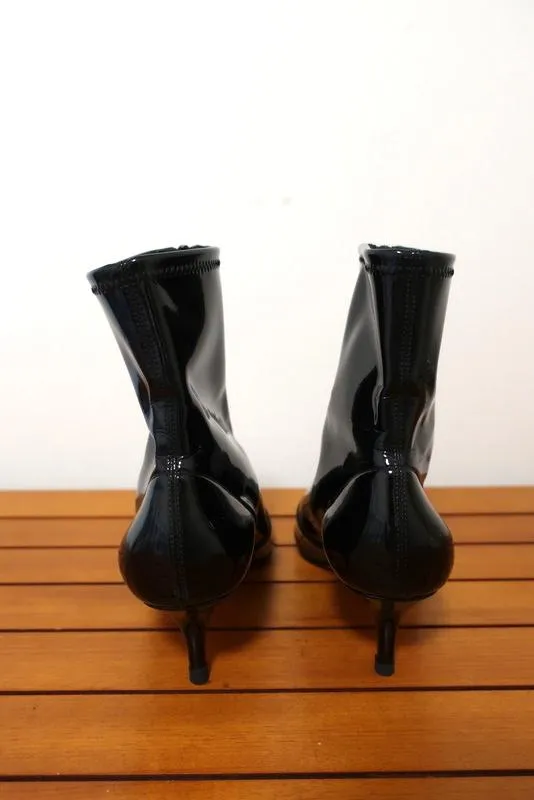 Bottes Gianvito Rossi à zip avant 55 en vinyle noir taille 36.5 à petit talon