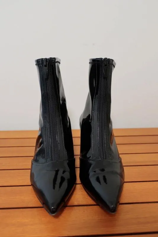 Bottes Gianvito Rossi à zip avant 55 en vinyle noir taille 36.5 à petit talon