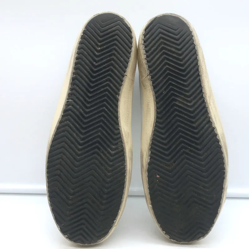 Golden Goose Superstar Chaussures de Sport en Cuir Blanc et Vert Pailleté Étoile Taille 38