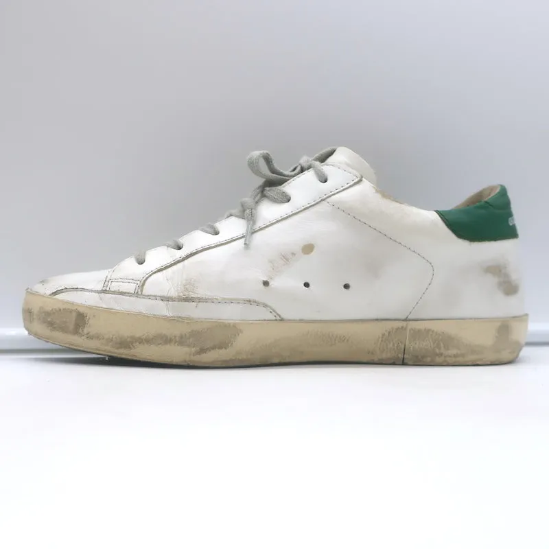 Golden Goose Superstar Chaussures de Sport en Cuir Blanc et Vert Pailleté Étoile Taille 38