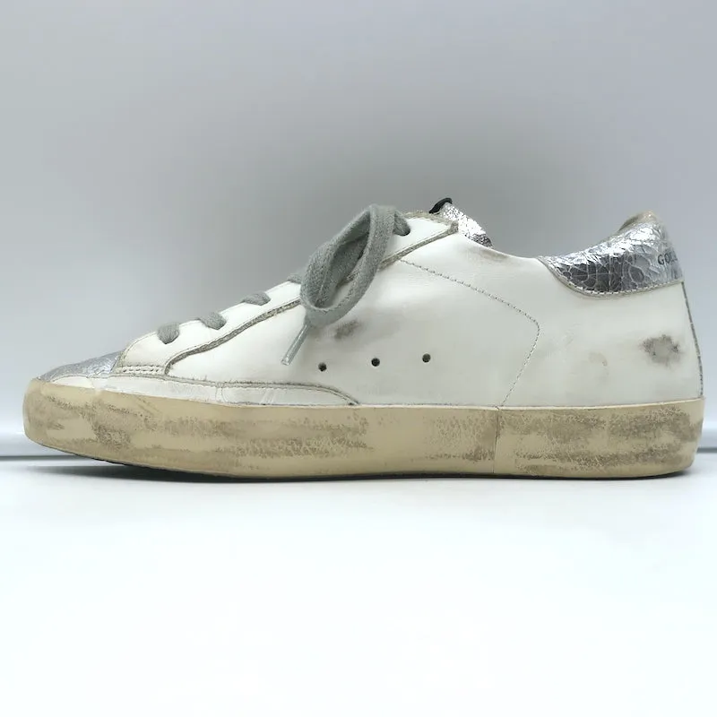 Golden Goose Superstar Édition Privée Sneakers en Cuir Blanc & Argent Taille 35
