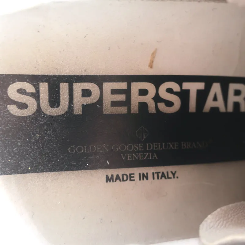 Golden Goose Superstar Édition Privée Sneakers en Cuir Blanc & Argent Taille 35