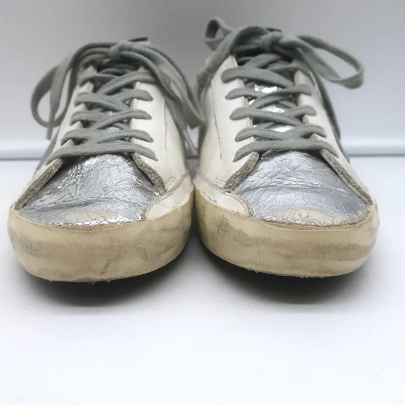 Golden Goose Superstar Édition Privée Sneakers en Cuir Blanc & Argent Taille 35