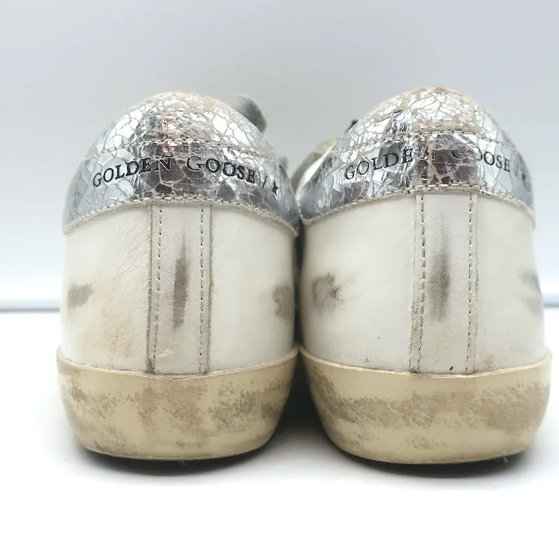 Golden Goose Superstar Édition Privée Sneakers en Cuir Blanc & Argent Taille 35