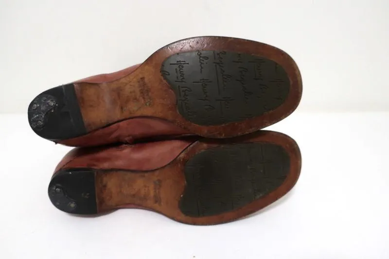 Bottes mi-mollet Henry Beguelin en cuir rose et brun foncé taille 36.5