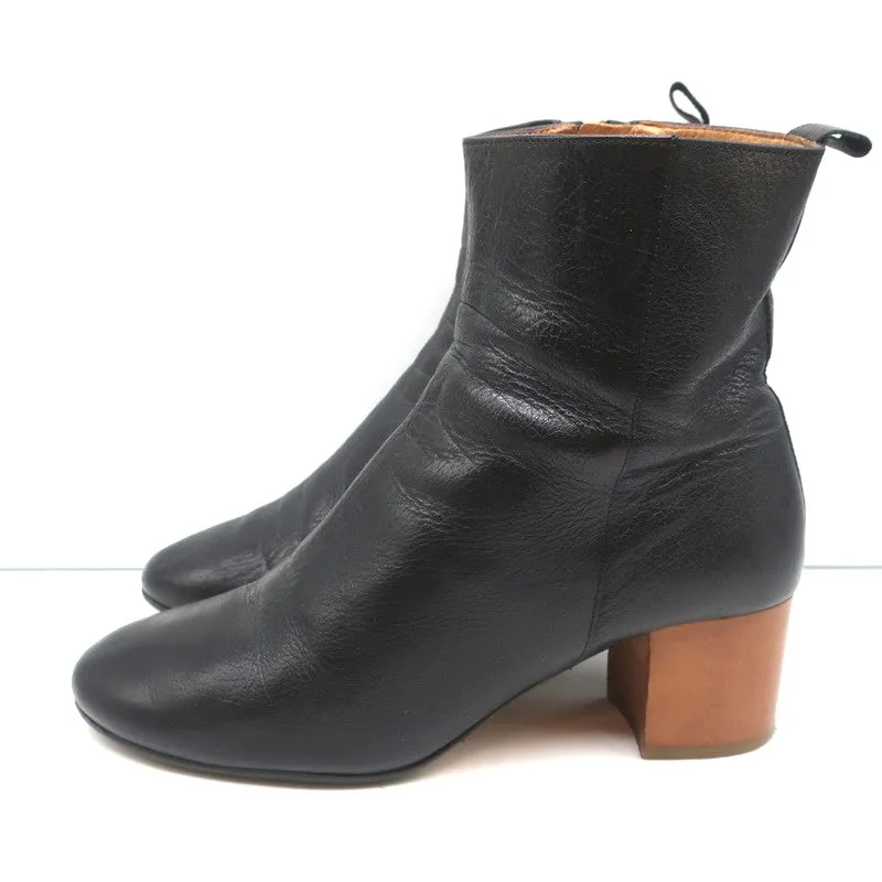 Bottes chelsea Isabel Marant Etoile Drew en cuir noir taille 37 à talon en bois