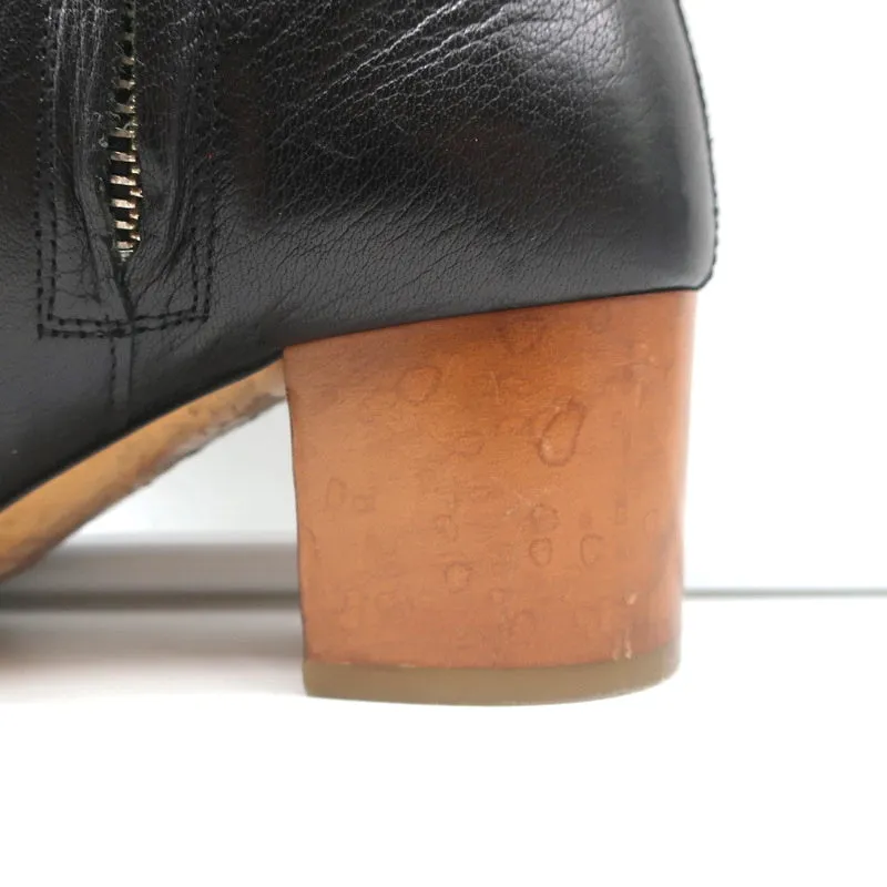 Bottes chelsea Isabel Marant Etoile Drew en cuir noir taille 37 à talon en bois