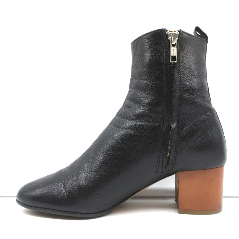 Bottes chelsea Isabel Marant Etoile Drew en cuir noir taille 37 à talon en bois