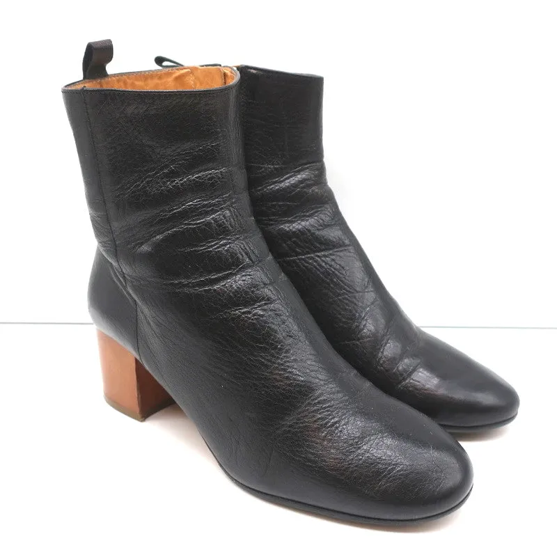Bottes chelsea Isabel Marant Etoile Drew en cuir noir taille 37 à talon en bois