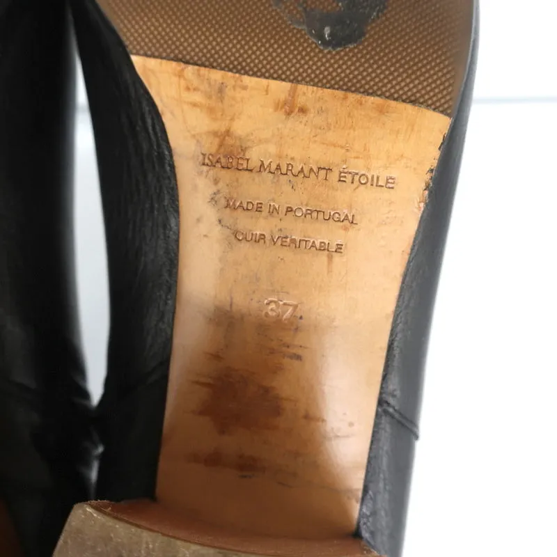 Bottes chelsea Isabel Marant Etoile Drew en cuir noir taille 37 à talon en bois