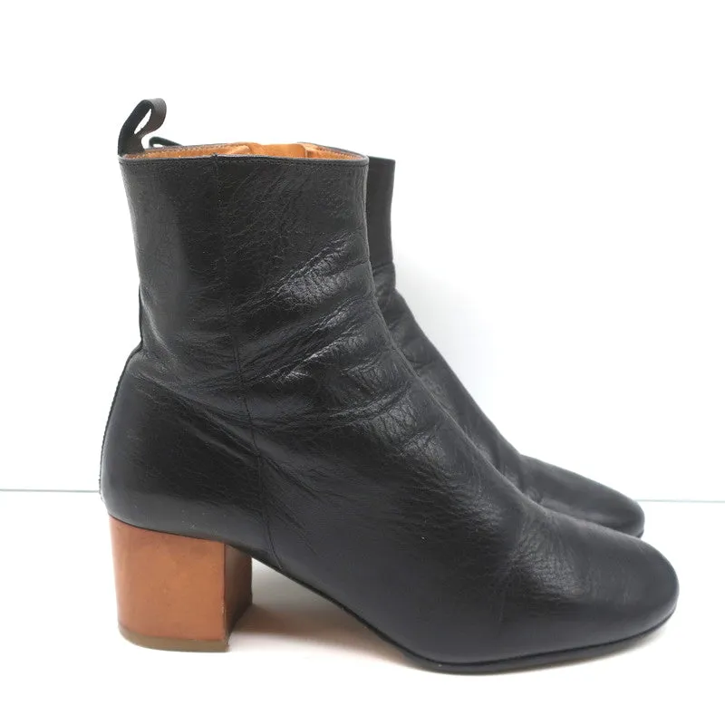 Bottes chelsea Isabel Marant Etoile Drew en cuir noir taille 37 à talon en bois