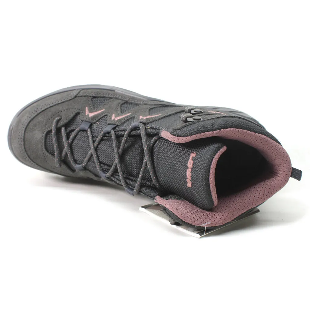 Bottes de randonnée imperméables pour femmes Lowa Sirkos Evo GTX Mid High en textile suédé