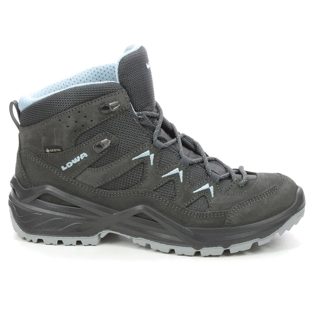 Bottes de randonnée imperméables pour femmes Lowa Sirkos Evo GTX Mid High en textile suédé