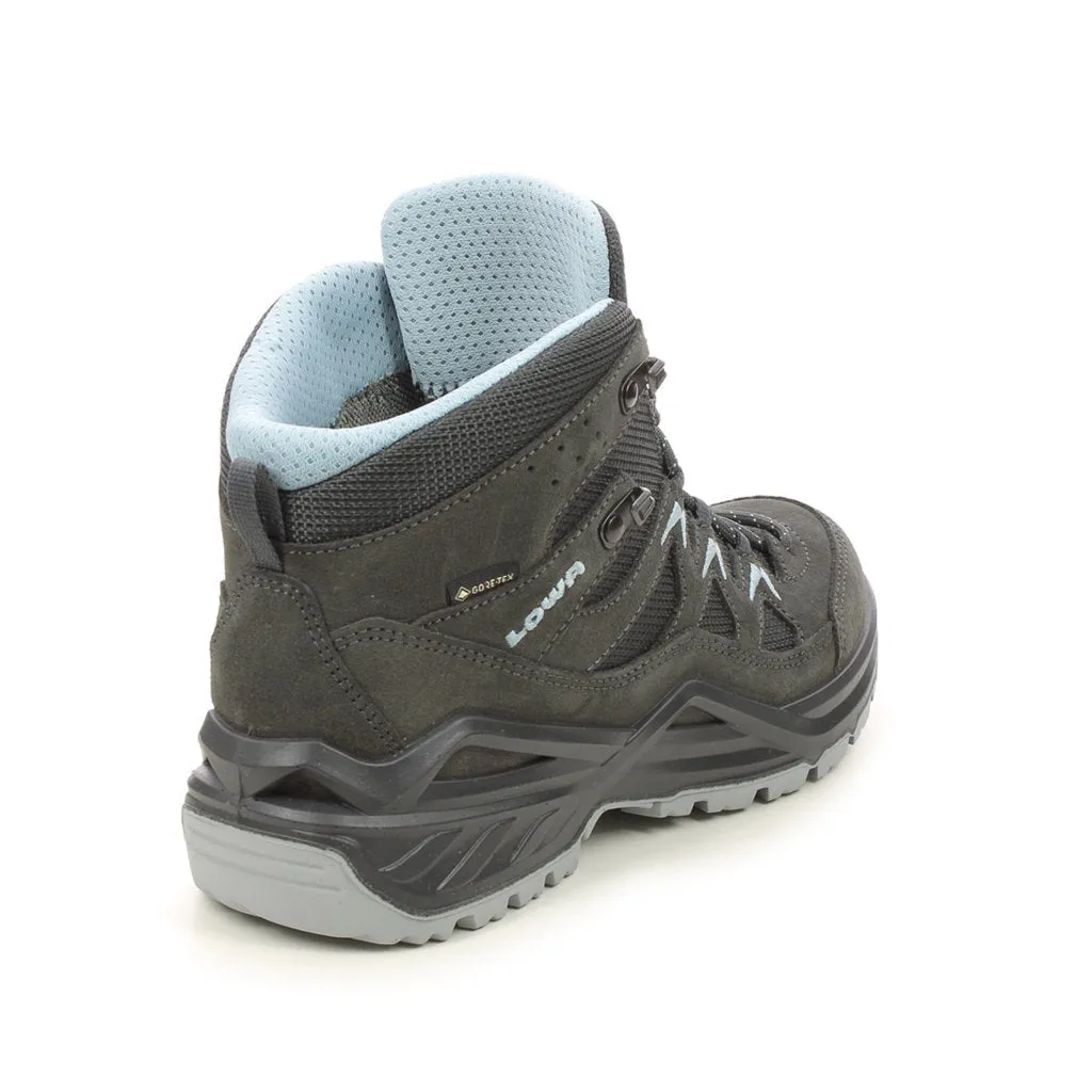 Bottes de randonnée imperméables pour femmes Lowa Sirkos Evo GTX Mid High en textile suédé
