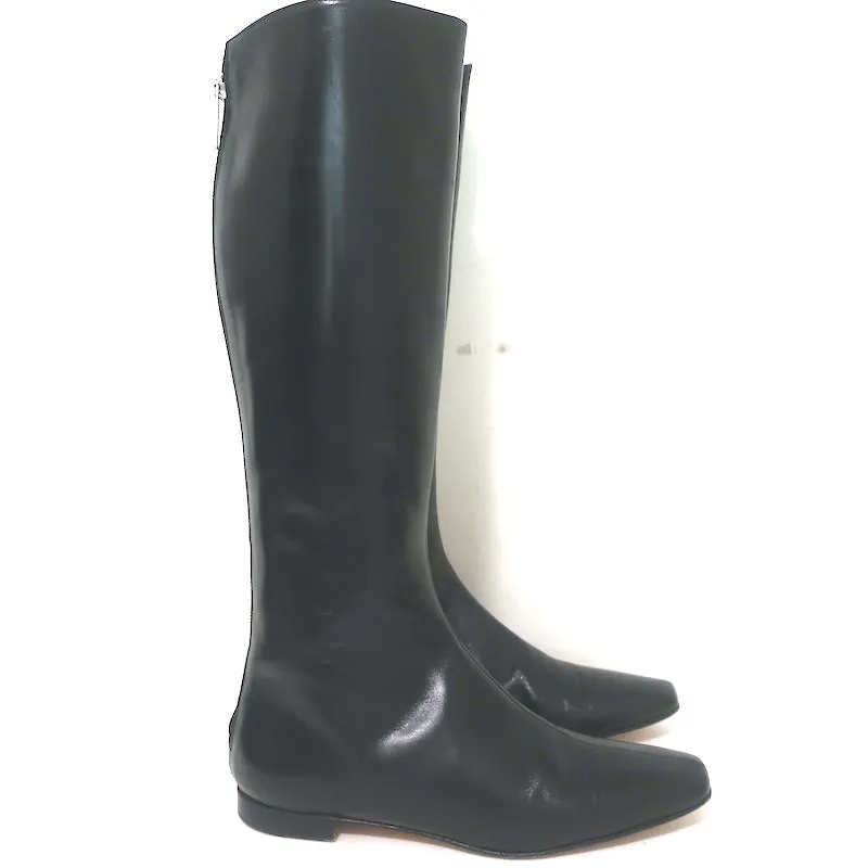 Bottes plates mi-haute Manolo Blahnik en cuir noir taille 37