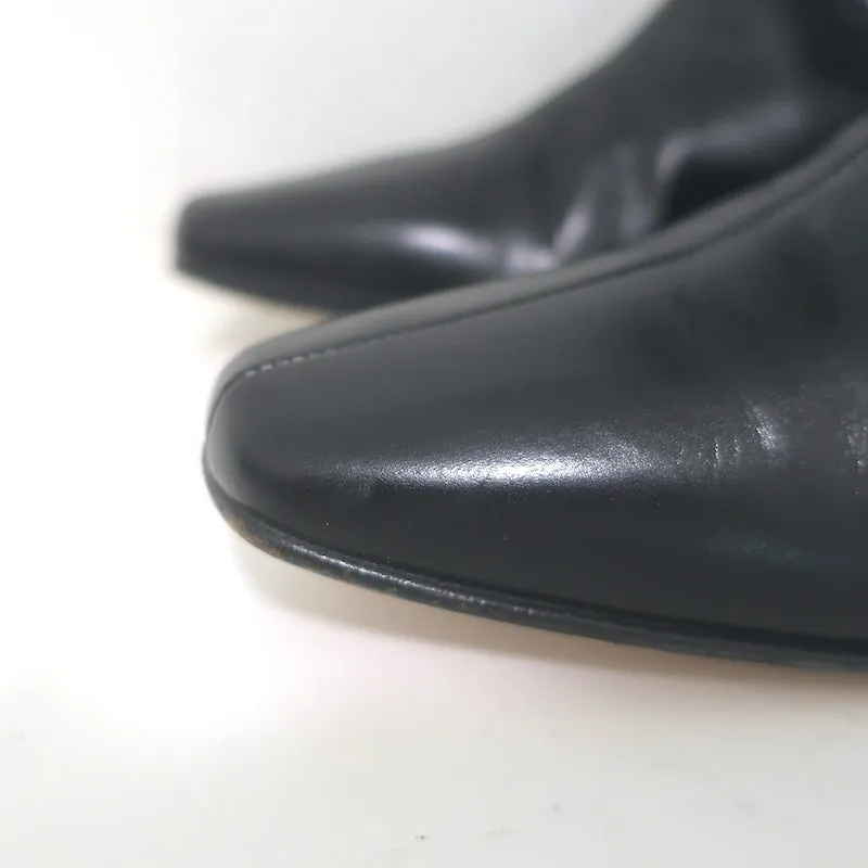 Bottes plates mi-haute Manolo Blahnik en cuir noir taille 37
