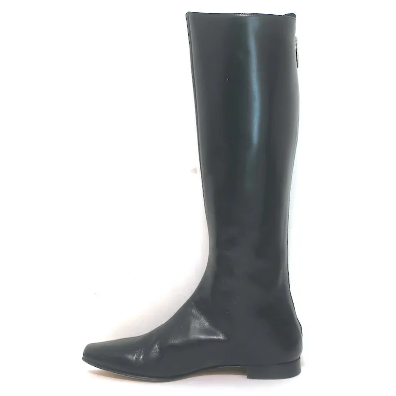 Bottes plates mi-haute Manolo Blahnik en cuir noir taille 37