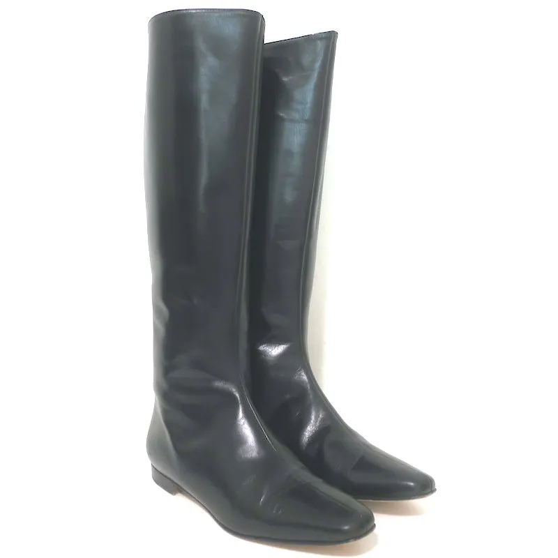 Bottes plates mi-haute Manolo Blahnik en cuir noir taille 37