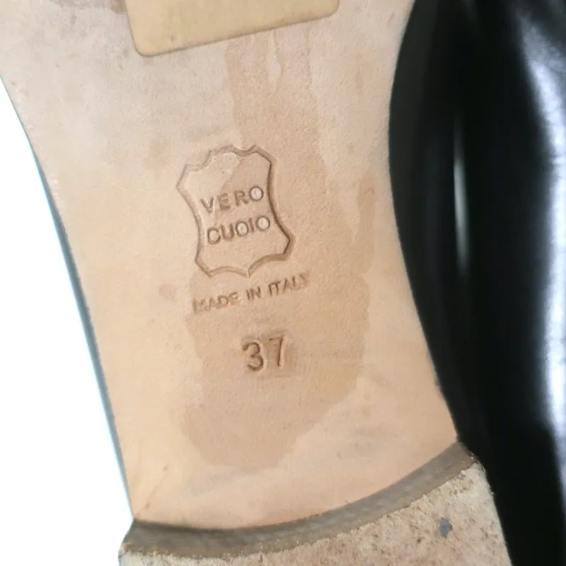 Bottes plates mi-haute Manolo Blahnik en cuir noir taille 37
