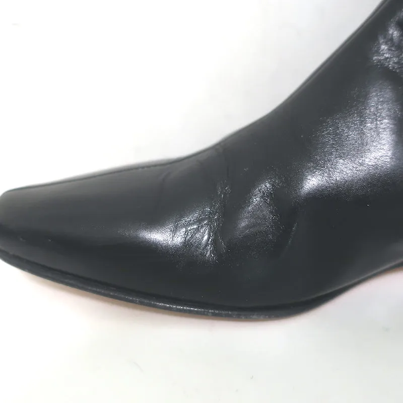 Bottes plates mi-haute Manolo Blahnik en cuir noir taille 37