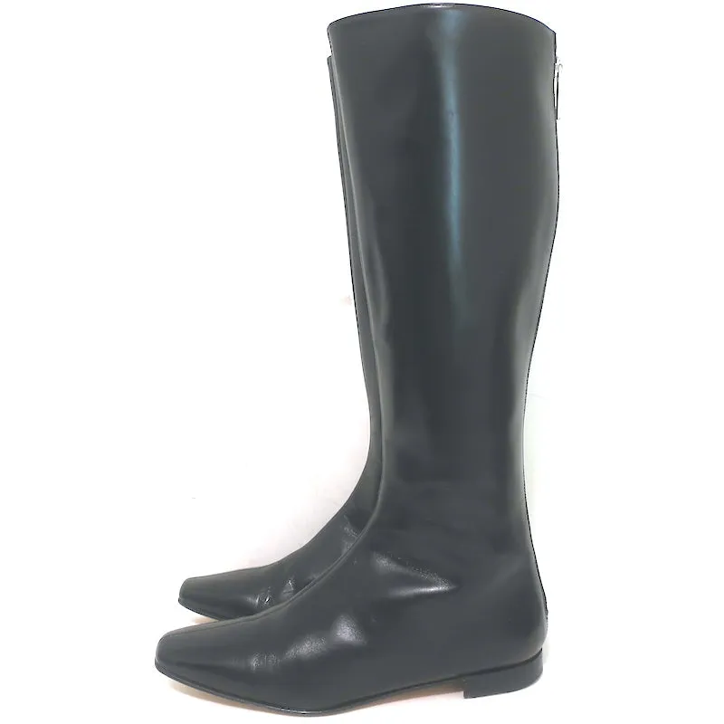 Bottes plates mi-haute Manolo Blahnik en cuir noir taille 37