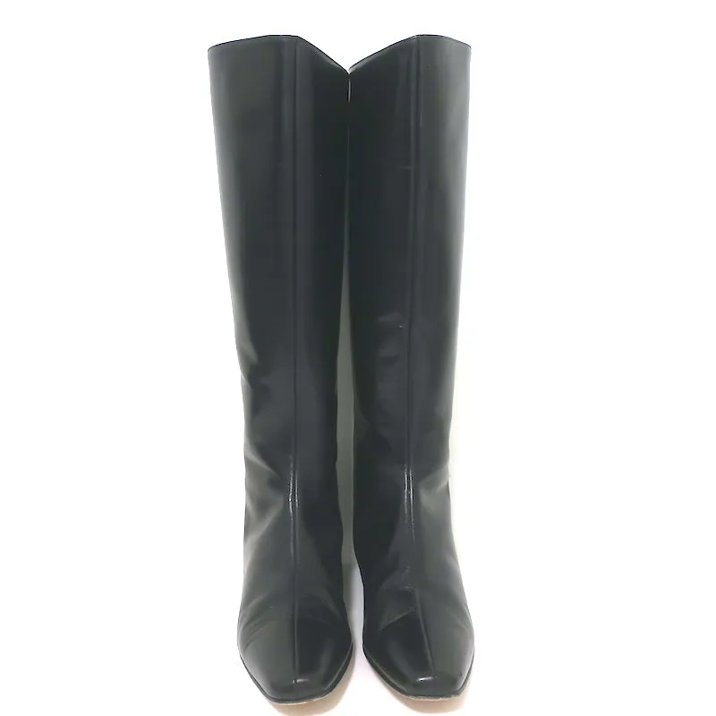 Bottes plates mi-haute Manolo Blahnik en cuir noir taille 37