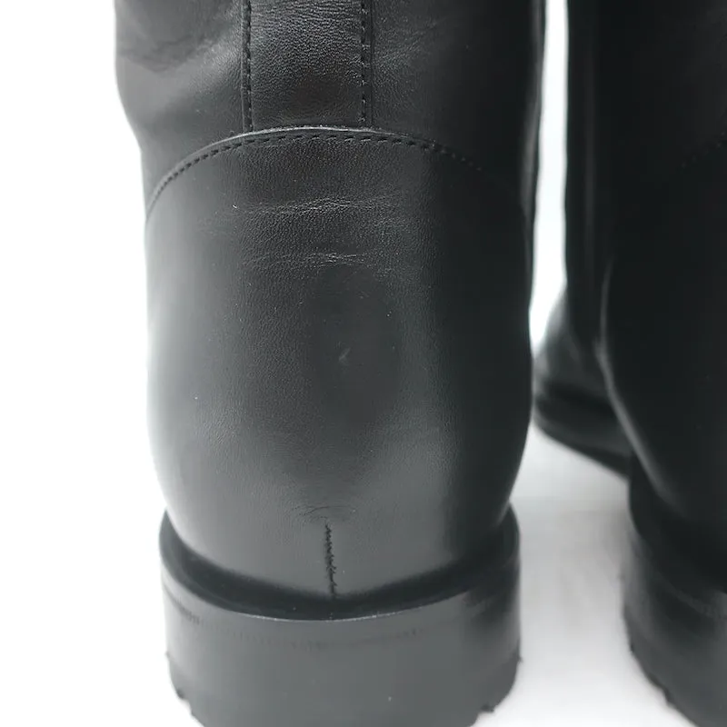 Bottes de combat Manolo Blahnik Planigia en cuir noir Taille 38 Bottes plates à la cheville