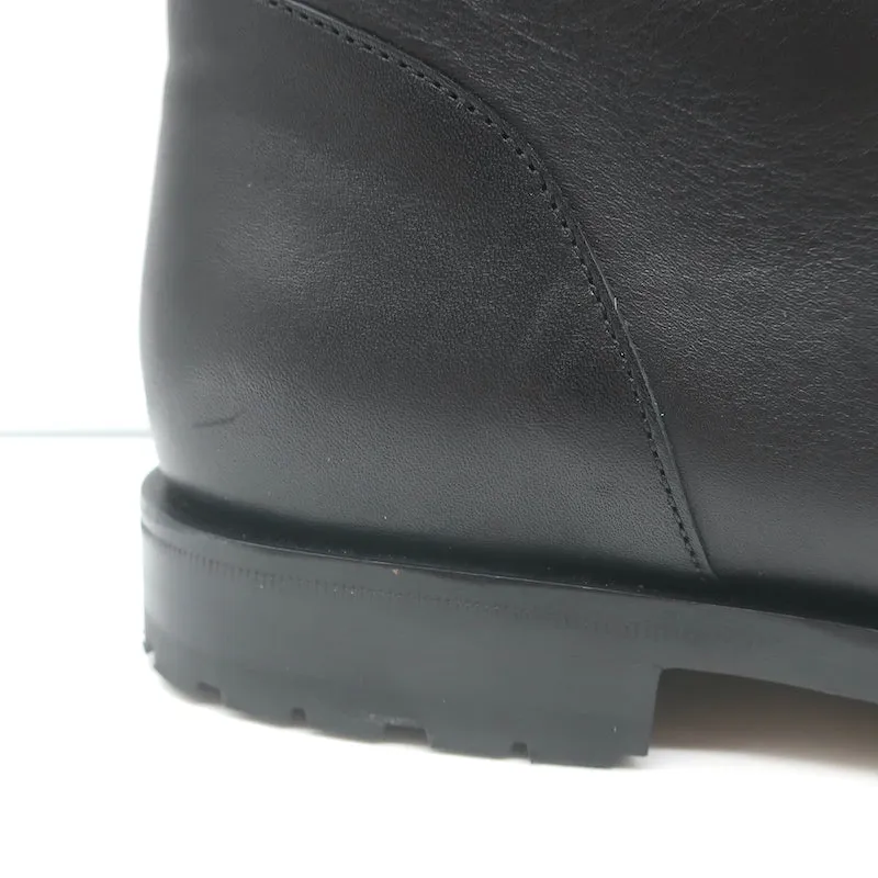 Bottes de combat Manolo Blahnik Planigia en cuir noir Taille 38 Bottes plates à la cheville
